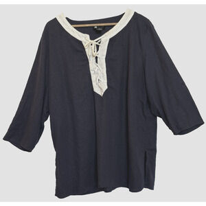 Carole Little Womens Lace Linen Tunic Size 2X Nautical Resort Oversize Lagenlook